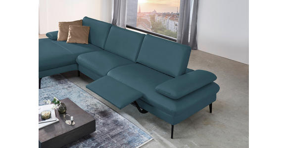 ECKSOFA in Echtleder Blau  - Blau/Schwarz, Design, Leder/Metall (157/325cm) - Dieter Knoll