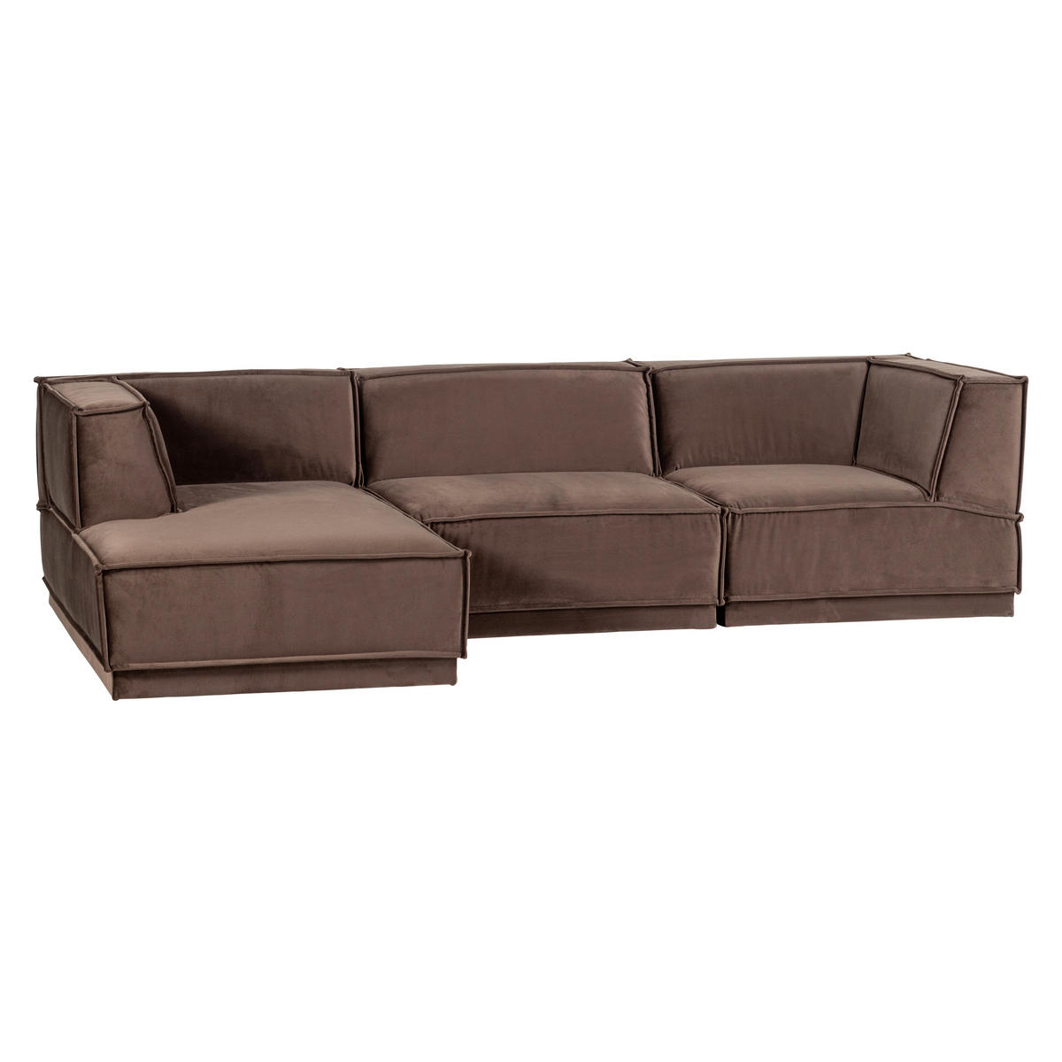 ECKSOFA Manu Braun Samt  - Schwarz/Braun, MODERN, Kunststoff/Textil (160/286cm) - Livetastic