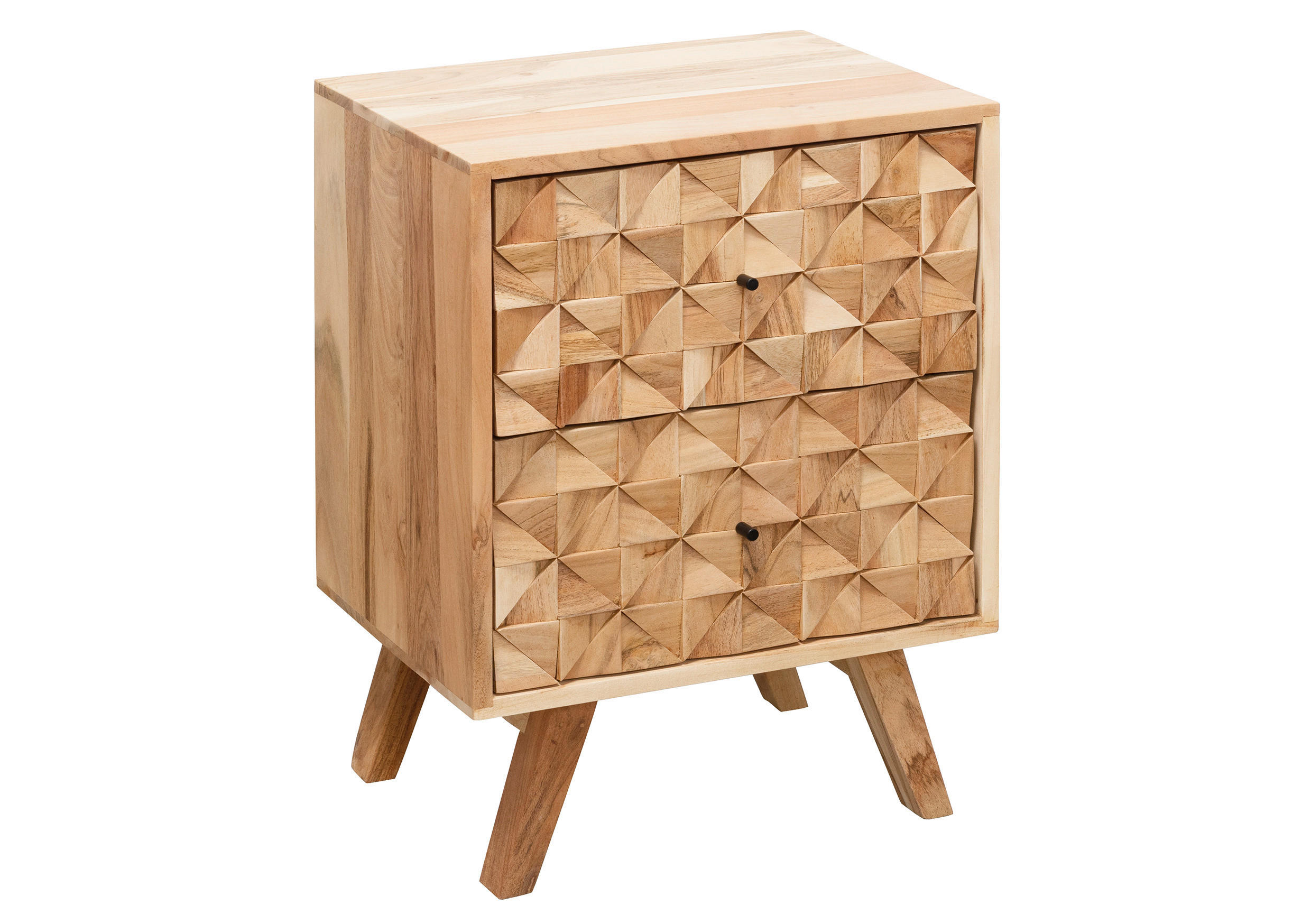 NACHTKÄSTCHEN in massiv Akazie Akaziefarben  - Schwarz/Akaziefarben, LIFESTYLE, Holz/Metall (44/61/35cm) - MID.YOU