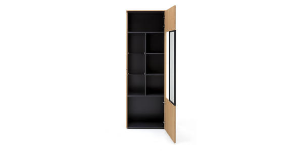 VITRINE in furniert Balkeneiche Anthrazit, Eichefarben - Eichefarben/Anthrazit, Natur, Glas/Holz (65/196,9/41,5cm) - Moderano