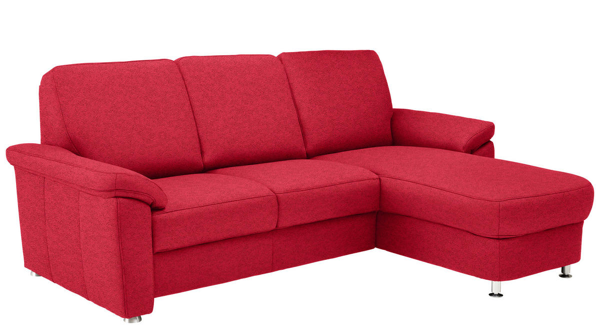 ECKSOFA in Flachgewebe Hellrot  - Chromfarben/Hellrot, Konventionell, Textil/Metall (250/163cm) - Beldomo System