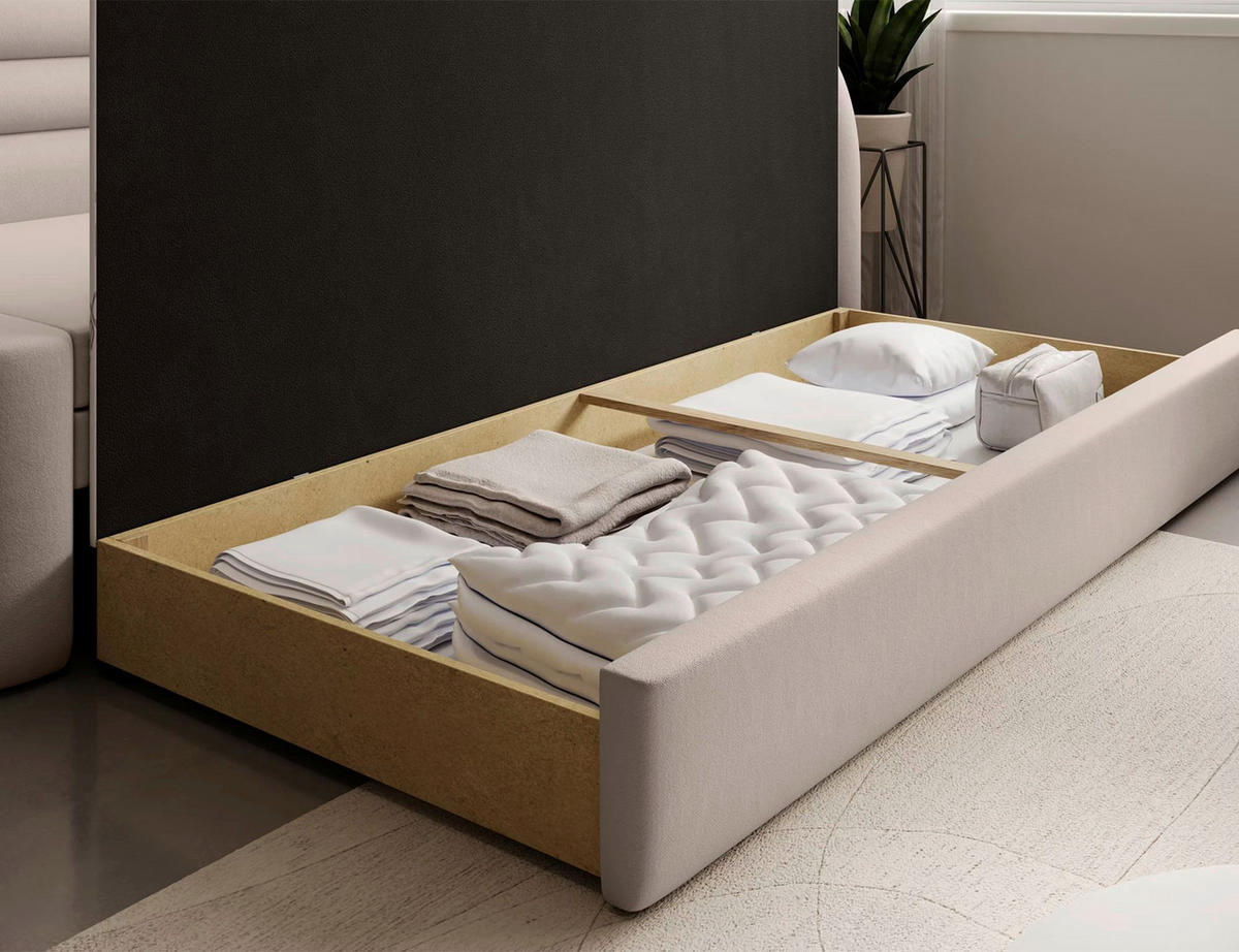 RÉCAMIERE Samt Beige  - Beige/Schwarz, Design, Kunststoff/Textil (223/80/86cm) - P & B