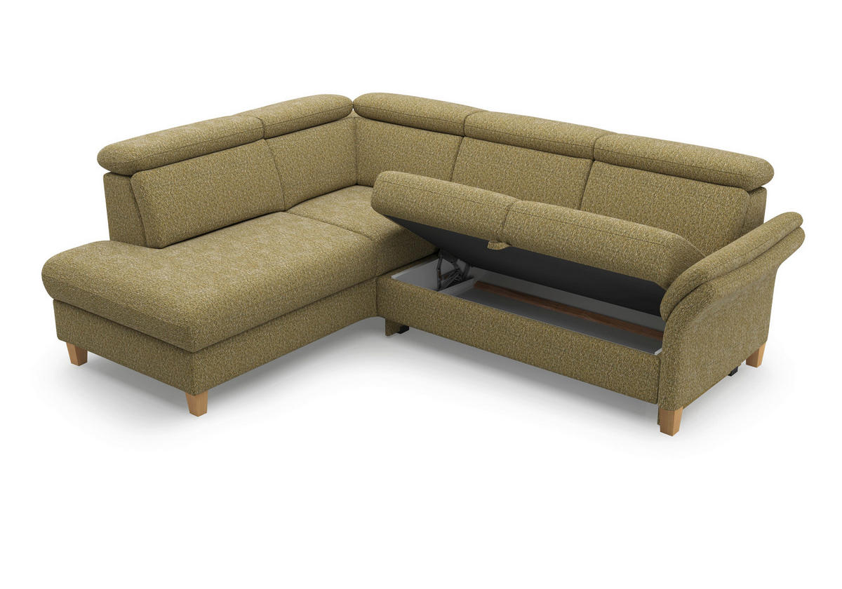 ECKSOFA GLENDALE E in Chenille Olivgrün  193/247 cm  - Eichefarben/Olivgrün, KONVENTIONELL, Holz/Textil (193/247cm) - Sit & More