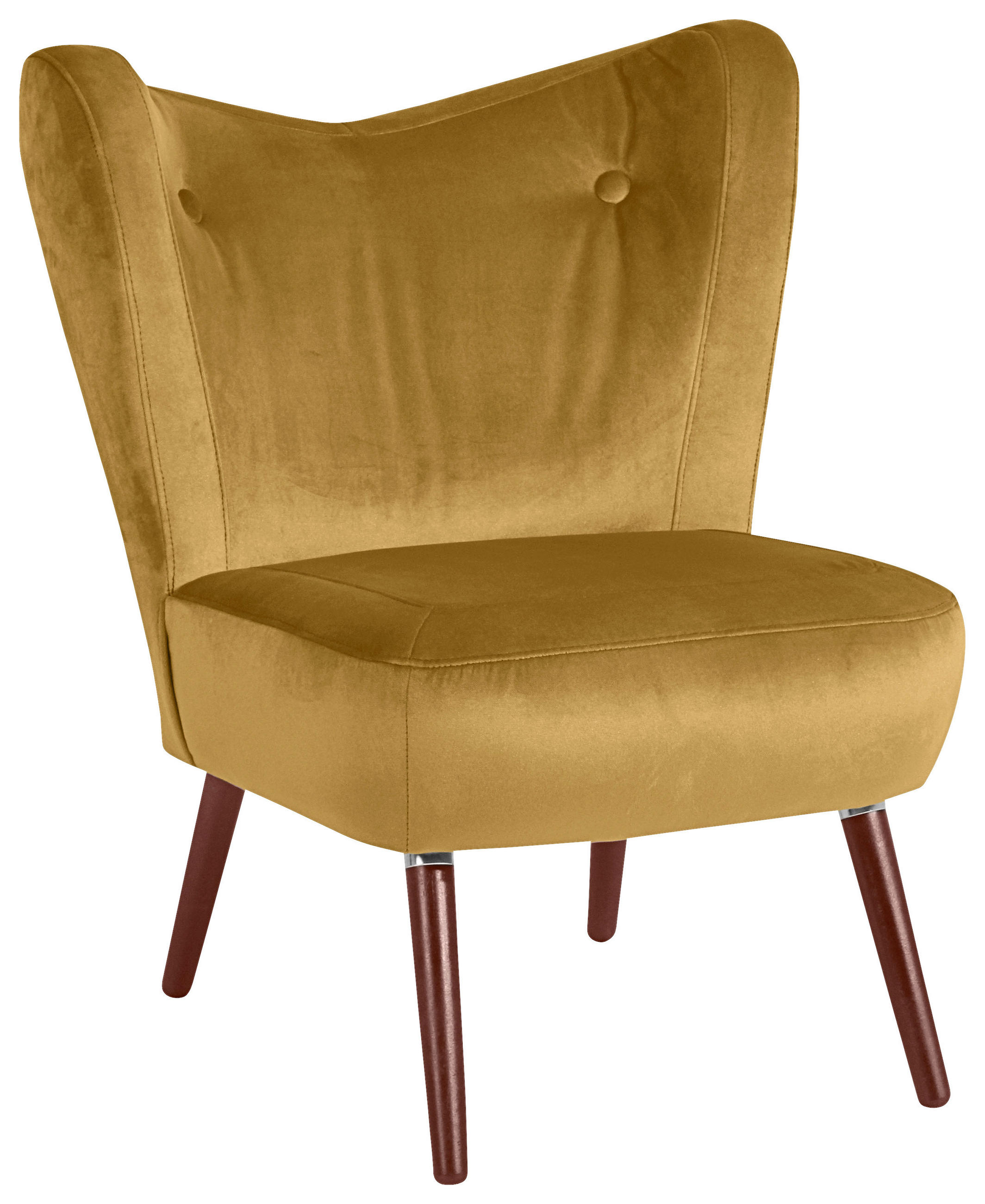 SESSEL Samt, Velours Gelb    - Gelb/Nussbaumfarben, Design, Holz/Holzwerkstoff (70/86/69cm) - Max Winzer