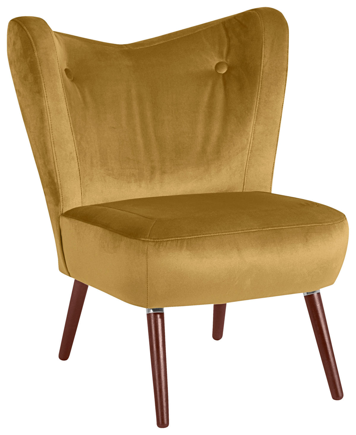 SESSEL in Samt, Velours Gelb  - Gelb/Nussbaumfarben, Design, Holz/Holzwerkstoff (70/86/69cm) - Max Winzer