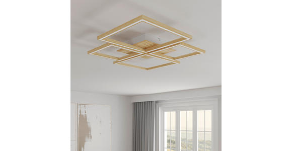 LED-DECKENLEUCHTE 75,5/75,5/5 cm   - Weiß, LIFESTYLE, Holz/Metall (75,5/75,5/5cm) - Novel