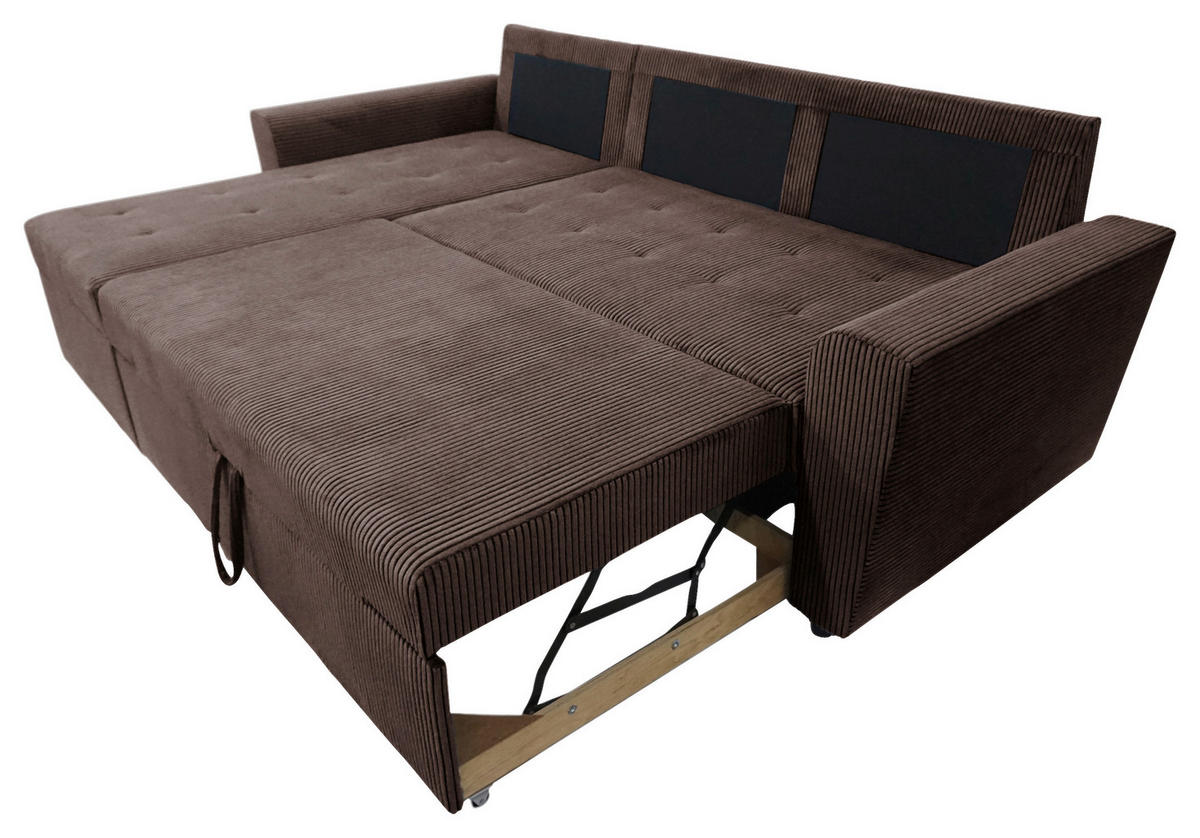 ECKSOFA TERMOLI in Cord Braun  155/231 cm  - Schwarz/Braun, Design, Kunststoff/Textil (155/231cm) - MID.YOU