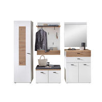 GARDEROBE 5-teilig  in 245/201/40 cm  - Weiss/Schwarz, Design, Glas/Holzwerkstoff (245/201/40cm) - Livetastic