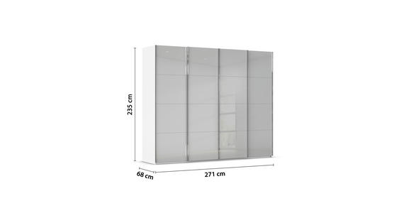 SCHWEBETÜRENSCHRANK 271/235/68 cm 4-türig Grau, Weiß - Chromfarben/Weiß, Design, Glas/Holzwerkstoff (271/235/68cm) - Novel