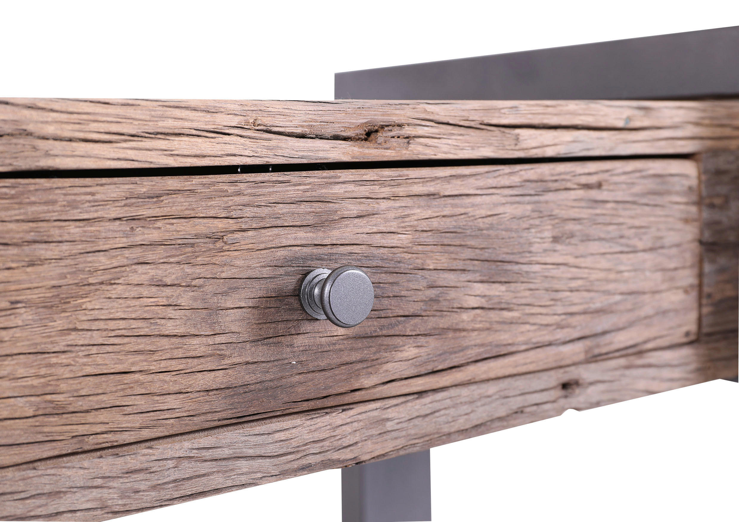 KONSOLENTISCH Recyclingholz massiv Anthrazit, Naturfarben, Weiß, Dunkelbraun  - Anthrazit/Dunkelbraun, LIFESTYLE, Holz/Stein (135/45/79cm) - Landscape