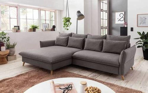 ECKSCHLAFSOFA in Hellbraun  - Hellbraun/Buchefarben, Design, Holz/Textil (170/274cm) - Livetastic