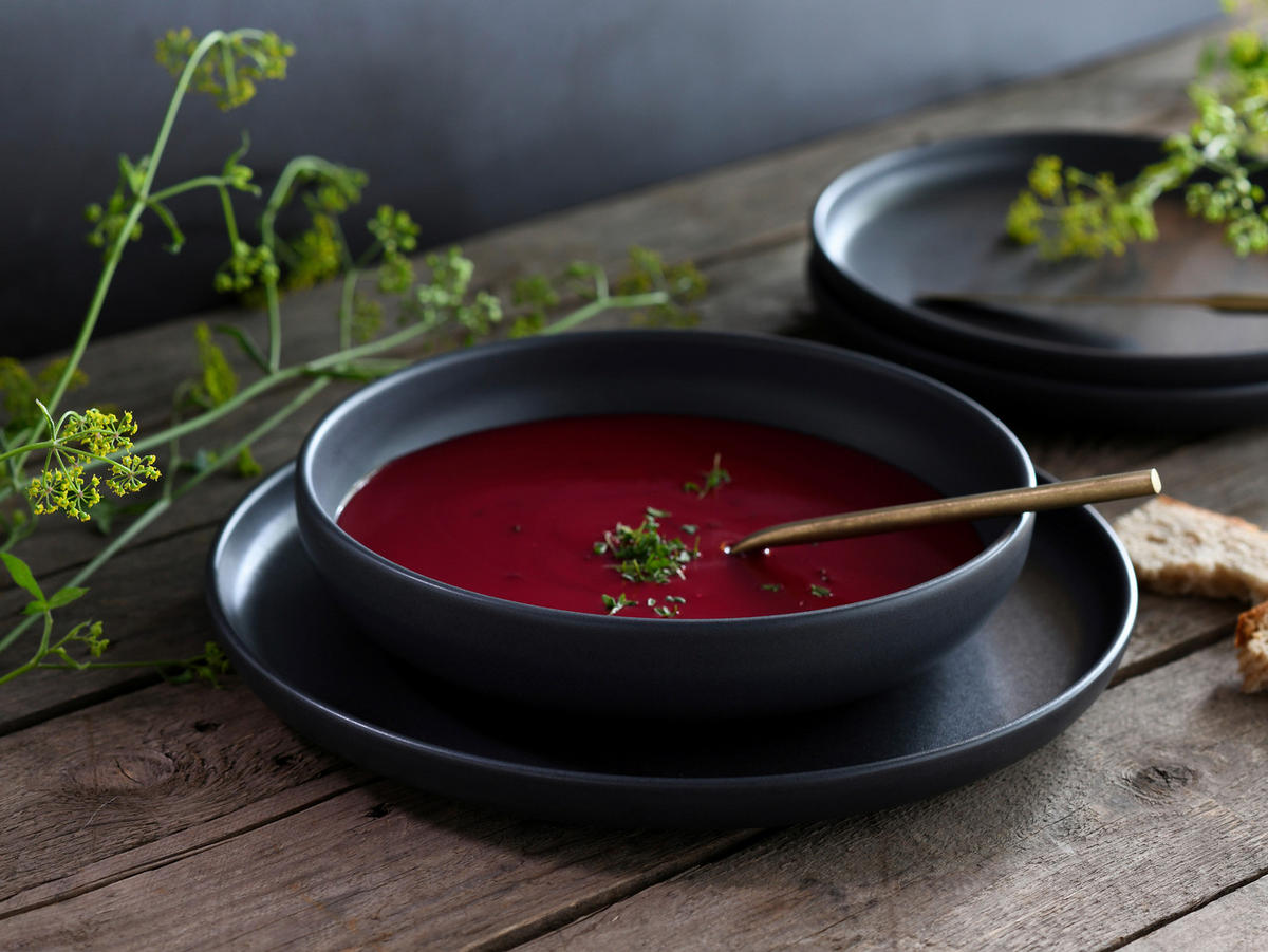 TAFELSERVICE Schwarz 12-teilig Uno  - Schwarz, Design, Keramik (36,5/36,5/34,5cm) - Creatable