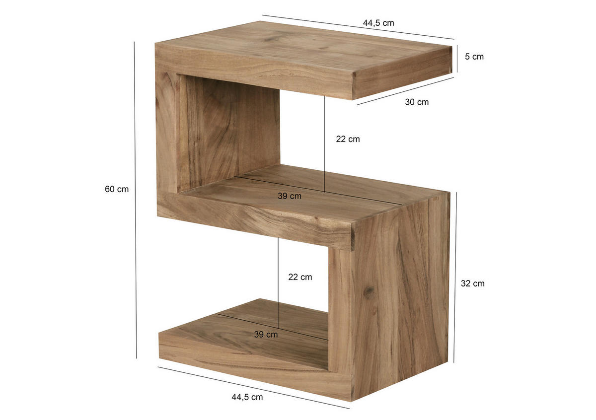 KISASZTAL fa 44,5/30/60 cm  - akácia színű, Design, fa (44,5/30/60cm) - MID.YOU