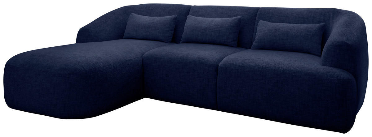 ECKSOFA in Struktur Dunkelblau  - Schwarz/Dunkelblau, Modern, Kunststoff/Textil (160/256cm) - Livetastic