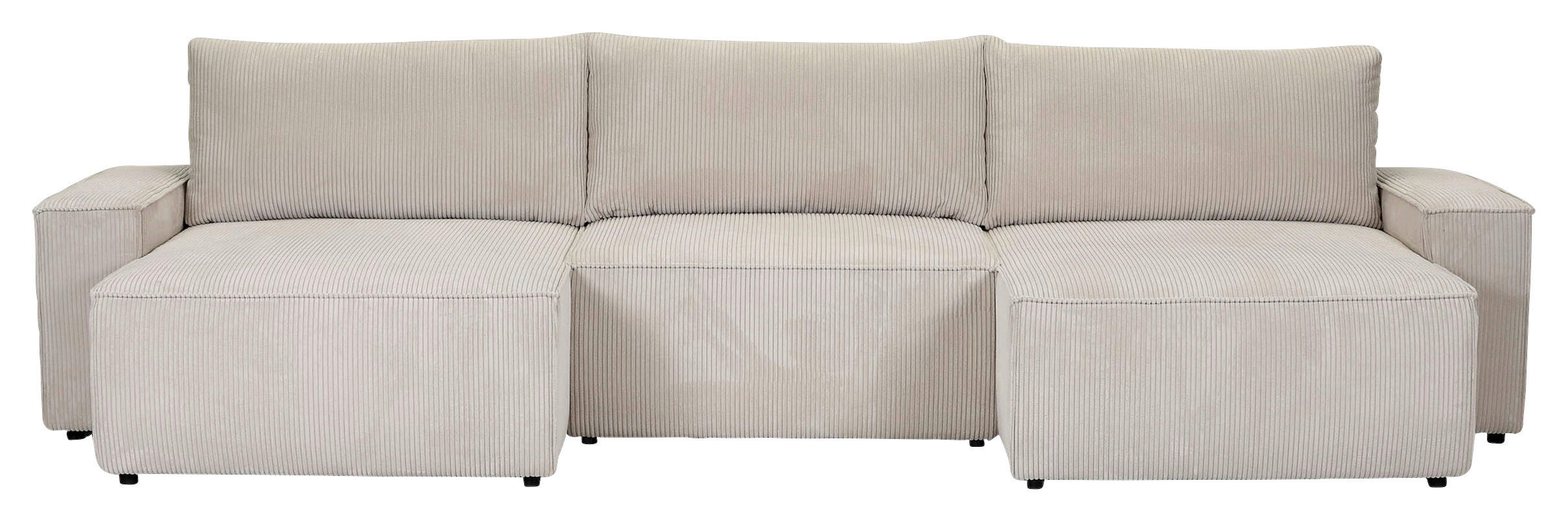 WOHNLANDSCHAFT Naturfarben Cord  - Schwarz/Naturfarben, KONVENTIONELL, Kunststoff/Textil (155/348/155cm) - Carryhome