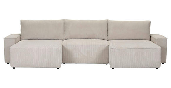 WOHNLANDSCHAFT  in Cord Naturfarben  - Schwarz/Naturfarben, KONVENTIONELL, Kunststoff/Textil (155/348/155cm) - Carryhome