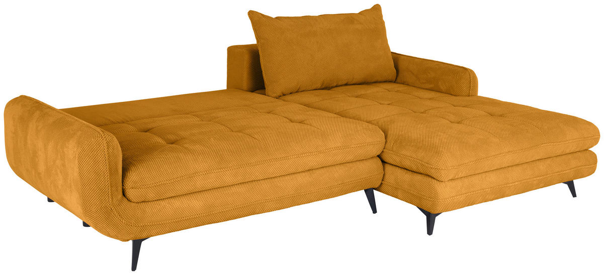 ECKSOFA WAVE Senfgelb Struktur  - Beige/Senfgelb, MODERN, Textil/Metall (266/189cm) - MID.YOU