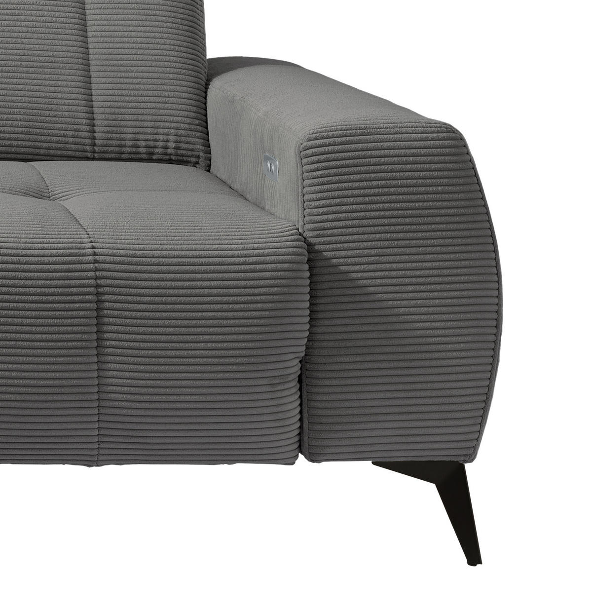 ECKSOFA in Cord Grau  - Schwarz/Grau, Modern, Textil/Metall (200/261cm) - Livetastic
