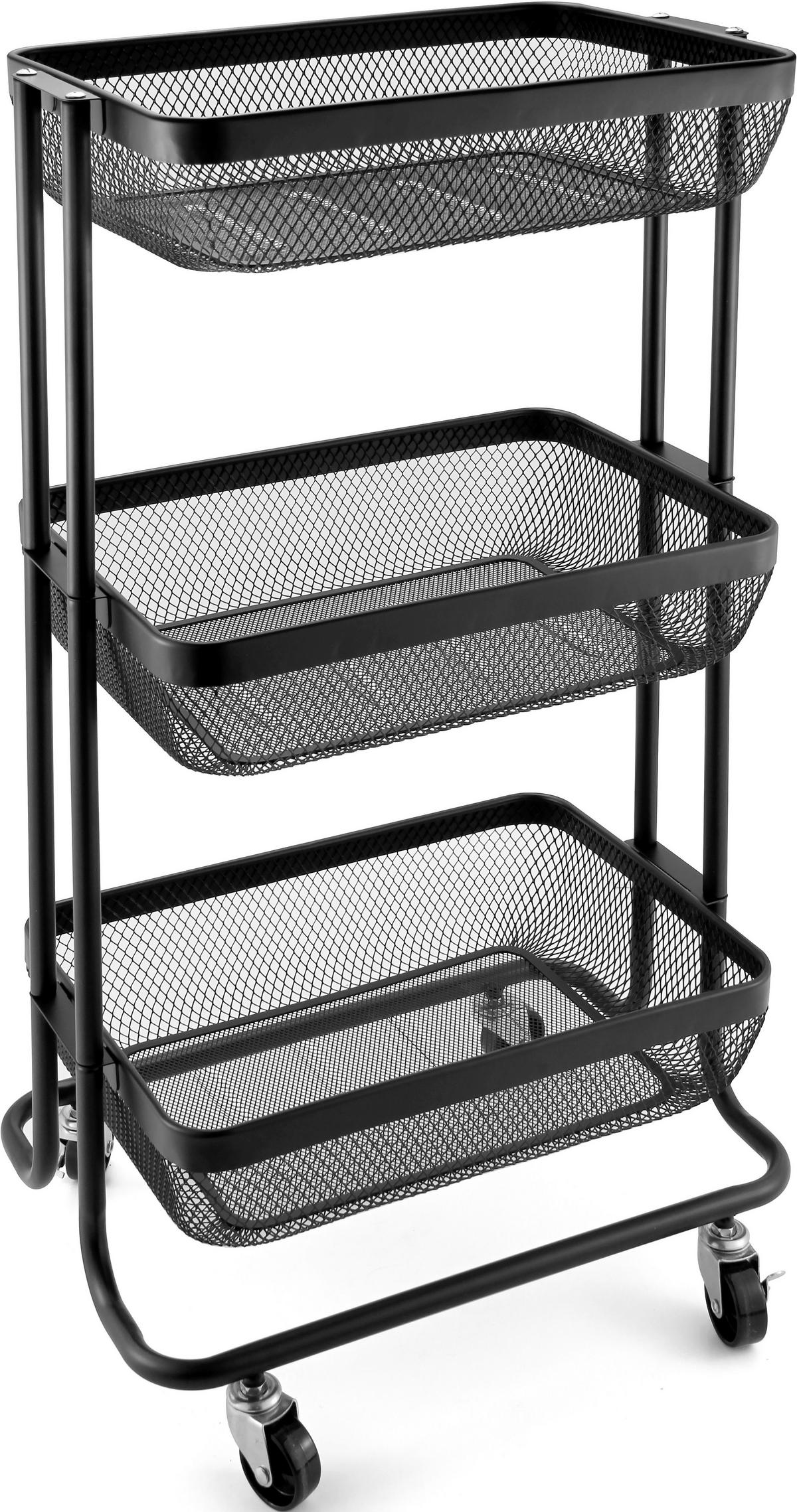 Küchenwagen Schwarz  - Schwarz, Basics, Kunststoff/Metall (45,5/77,5/31,5cm) - Homeware Profession.