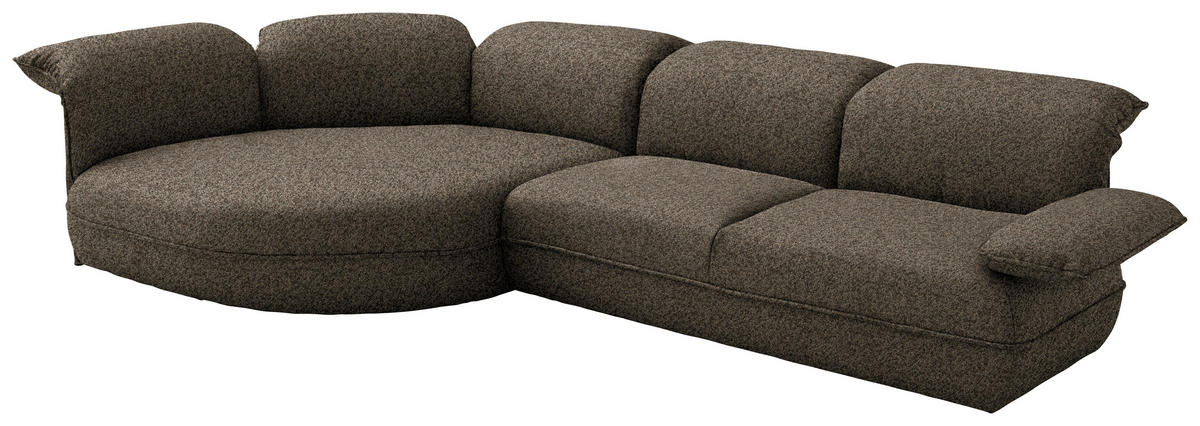 ECKSOFA Chenille Braun  - Schwarz/Braun, Design, Kunststoff/Textil (154/343cm) - Koinor