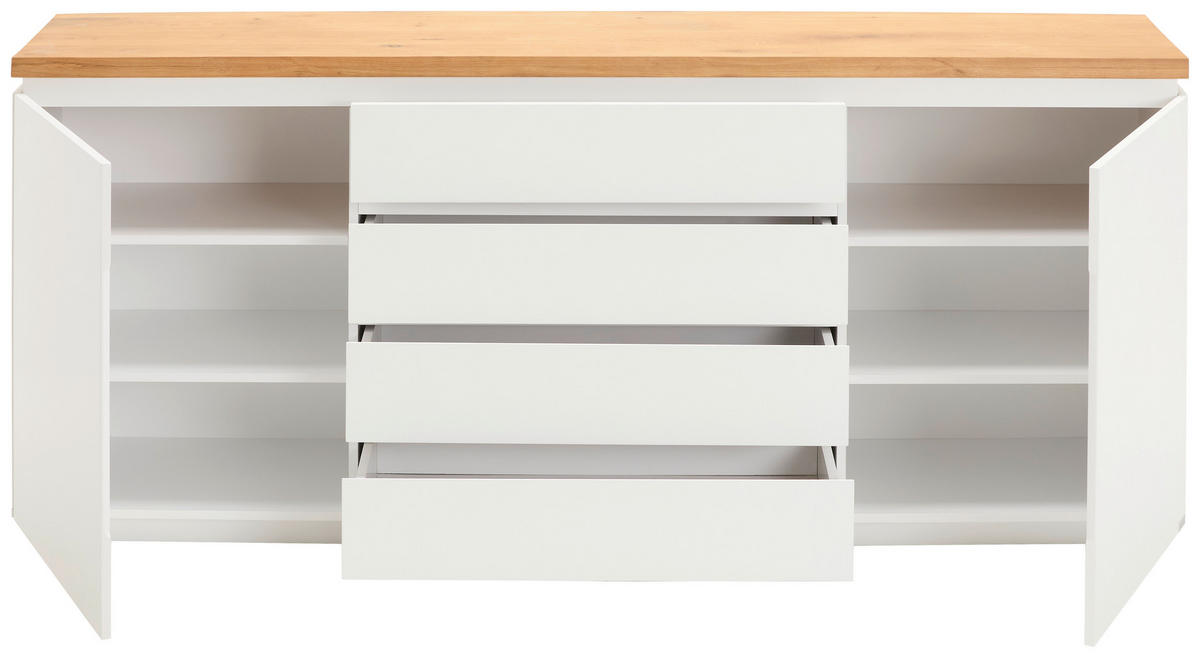 SIDEBOARD  195/82/41,5 cm 4 Schublade(n)  - Eichefarben/Weiß, KONVENTIONELL, Holz/Holzwerkstoff (195/82/41,5cm) - Novel
