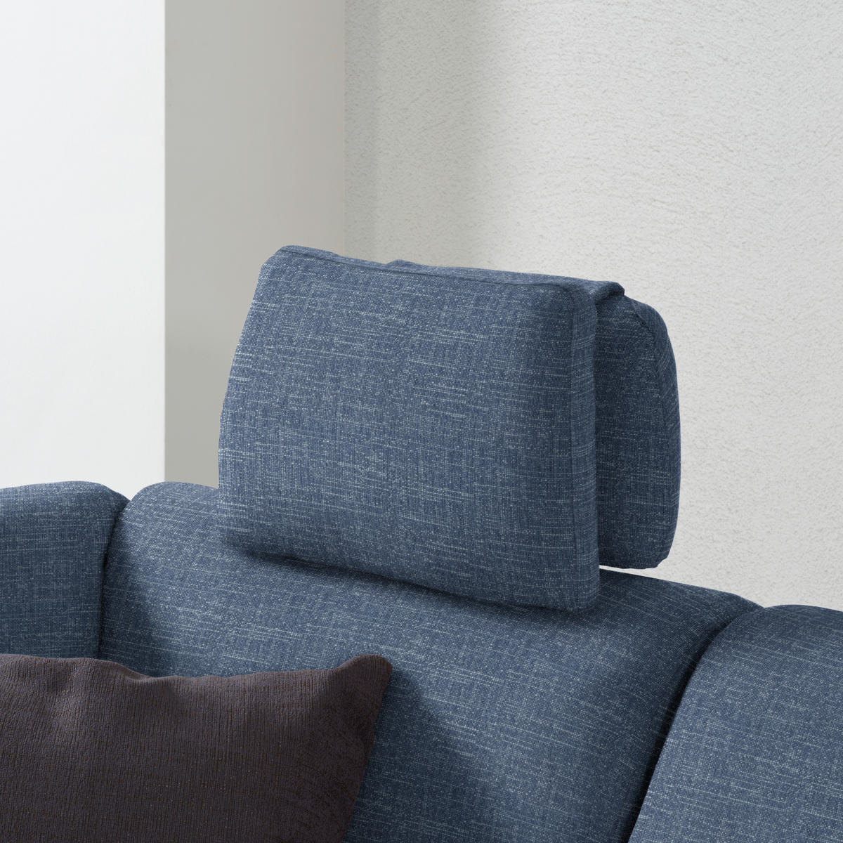 ECKSOFA in Chenille Blau  208/226 cm  - Blau/Schwarz, KONVENTIONELL, Textil (208/226cm) - Sedda