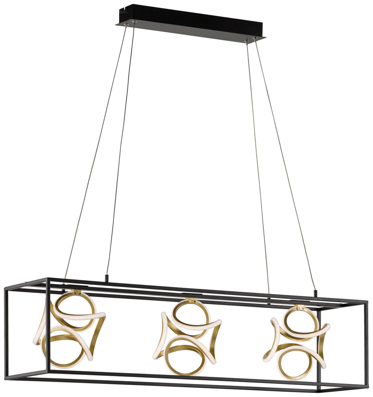 LED-HÄNGELEUCHTE 160/108/26 cm    - Goldfarben/Schwarz, Design, Metall (160/108/26cm) - Fischer & Honsel