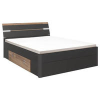STAURAUMBETT 160/200 cm  in Graphitfarben, Eichefarben  - Eichefarben/Schwarz, KONVENTIONELL, Holzwerkstoff/Kunststoff (160/200cm) - MID.YOU