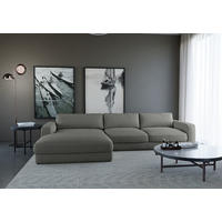 ECKSOFA in Cord Dunkelgrau  - Dunkelgrau/Schwarz, Modern, Textil (176/84/303cm) - Trendmanufaktur