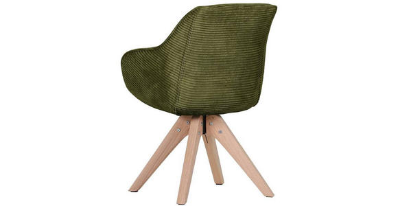 ARMLEHNSTUHL drehbar  Stoffauswahl, Typenauswahl, Sitzfläche 360° drehbar Cord  - Dunkelgrün/Eichefarben, Design, Holz/Textil (60/83/65cm) - Landscape