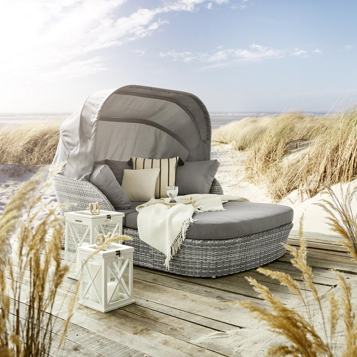 GARTENMUSCHEL 154/137/192 cm Aluminium  - Grau, MODERN, Kunststoff/Textil (154/137/192cm) - Ambia Garden