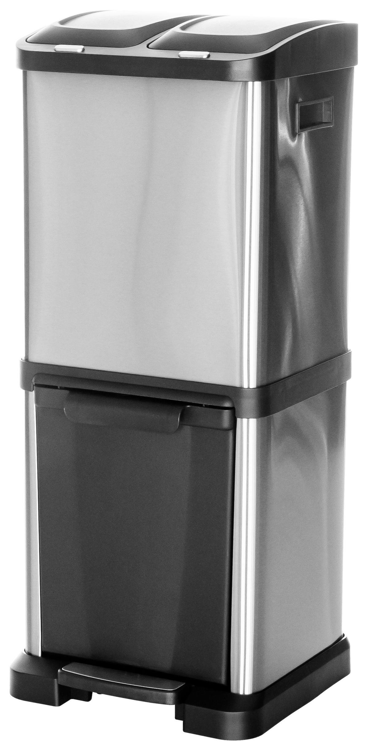 ABFALLSAMMLER 32 L  - Silberfarben/Schwarz, Basics, Kunststoff/Metall (32/78/32cm) - MID.YOU