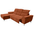 ECKSOFA Rostfarben Cord  - Rostfarben/Schwarz, KONVENTIONELL, Textil/Metall (196/290cm) - Carryhome