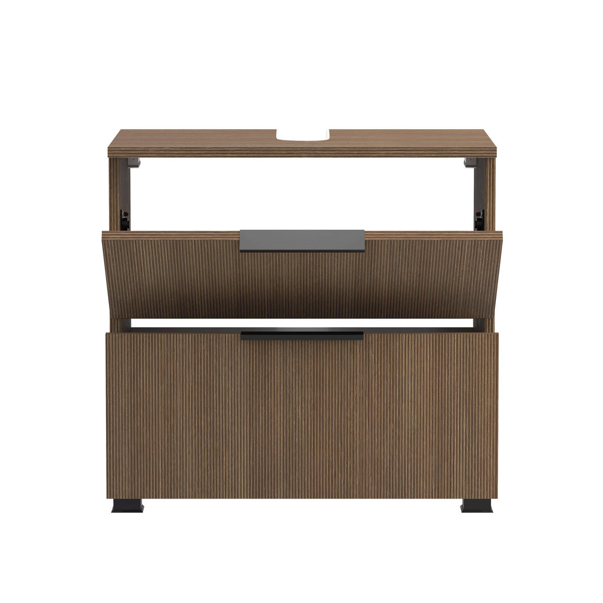 BADEZIMMER 2-teilig  in 60 cm  - Dunkelbraun/Schwarz, Natur, Glas/Holzwerkstoff (60cm) - Held