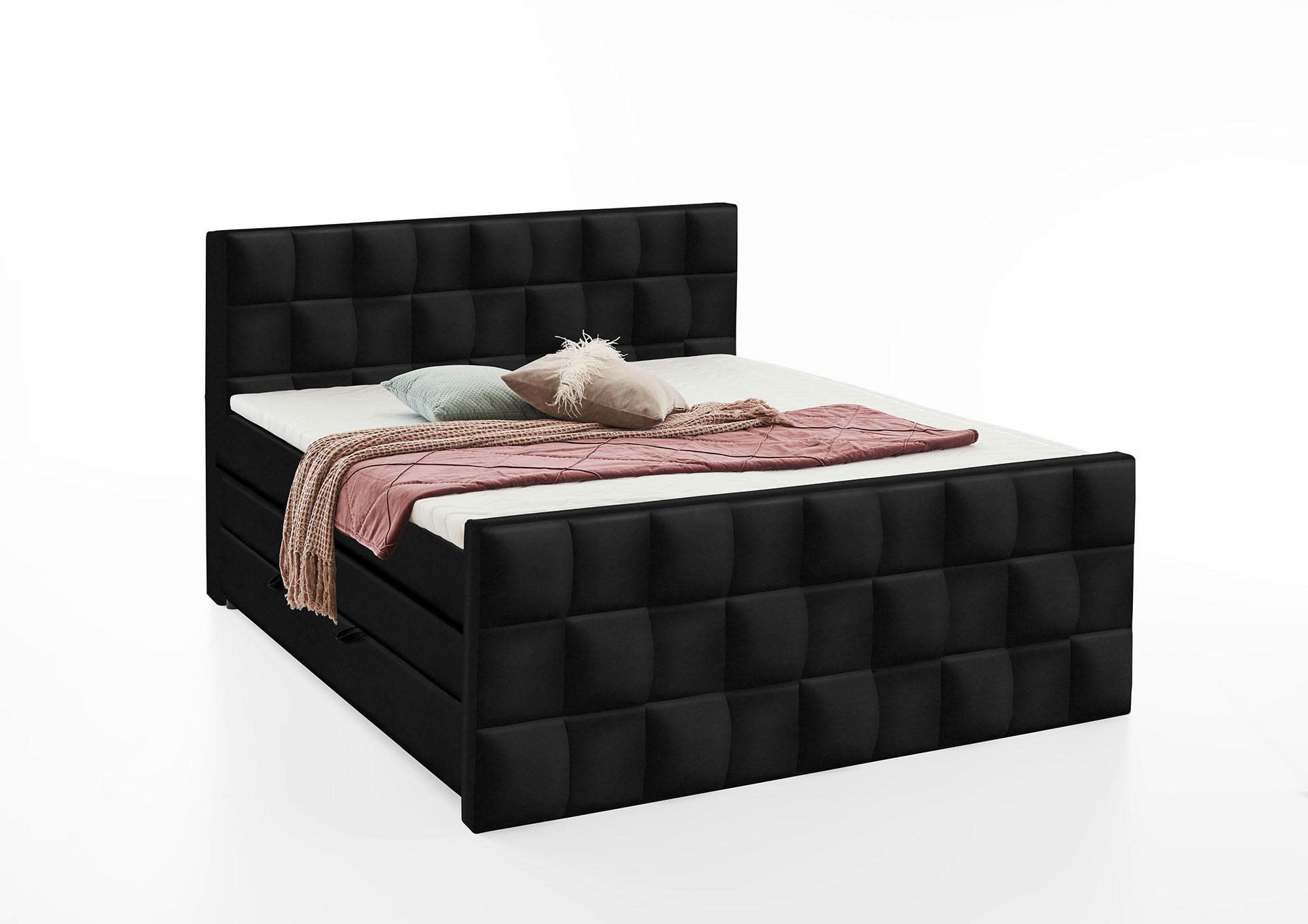 BOXSPRING KREVET     - crna, Moderno, tekstil (165/230cm)