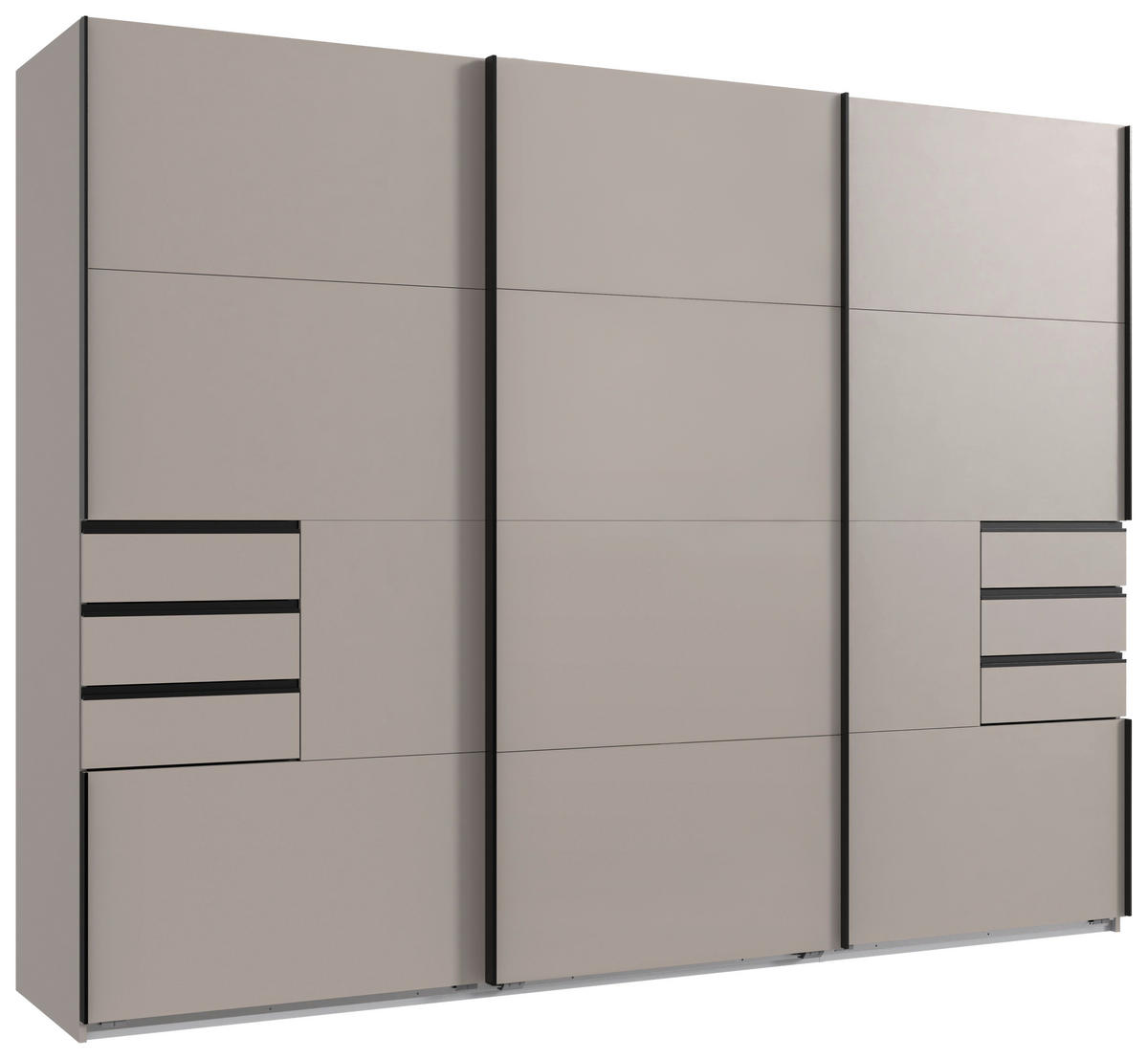 ORMAR - VISEĆA KLIZNA VRATA bež, bež-siva  270/208/64 cm  - bež-siva/bež, Moderno, staklo/metal (270/208/64cm) - MID.YOU