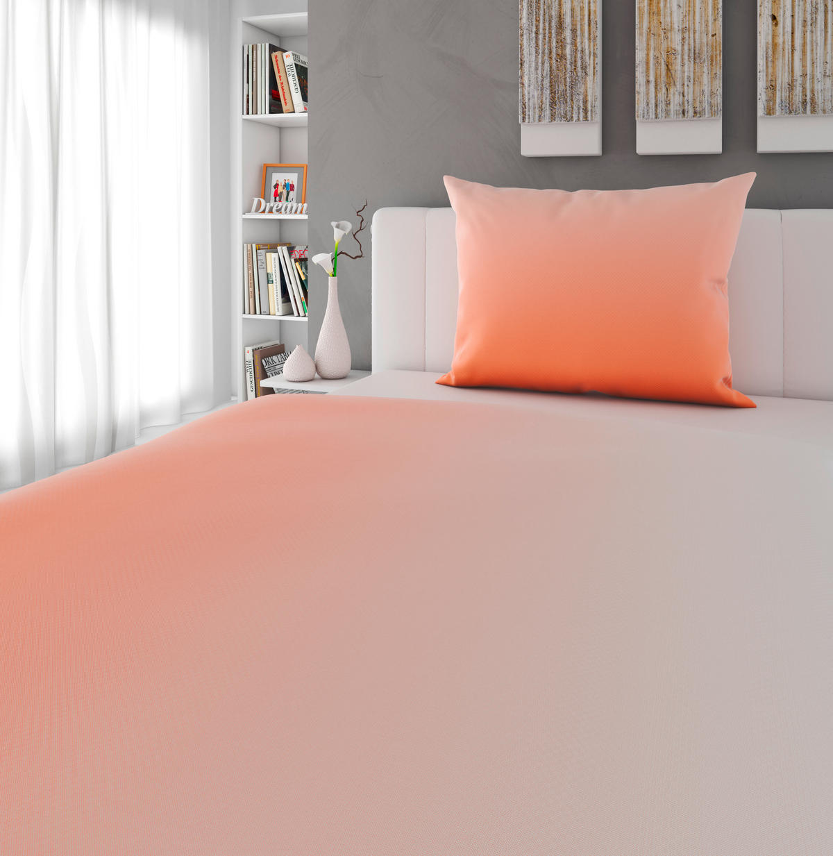 BETTWÄSCHE KALIO Satin 140/200 cm  - Terracotta/Weiß, KONVENTIONELL, Textil (140/200cm) - Esposa