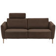 2-SITZER-SOFA  in Echtleder Braun   - Eichefarben/Beige, Natur, Leder/Holz (207/86/87cm) - Valnatura