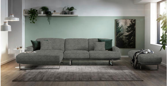 ECKSOFA in Webstoff Grau  - Grau, Design, Textil/Metall (184/304cm) - Dieter Knoll