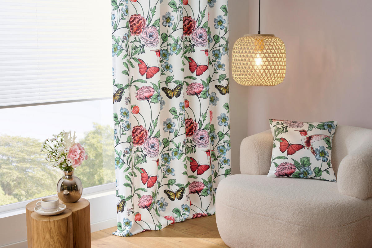 DEKOSTOFF per lfm blickdicht  - Hellrosa/Grün, KONVENTIONELL, Textil (145cm) - Esposa