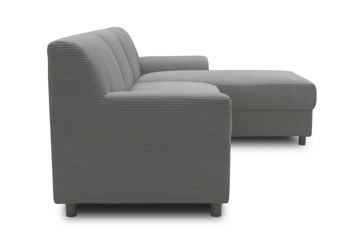 ECKSCHLAFSOFA  CAPRI 2 Grau Cord  - Schwarz/Grau, Basics, Kunststoff/Textil (241/146cm) - MID.YOU