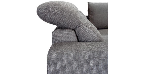 ECKSOFA Dunkelgrau Chenille Zierkissen, Bettkasten, Schlaffunktion, Rücken echt, Kopfteilverstellung, Liegefläche im Originalstoff  - Dunkelgrau/Schwarz, KONVENTIONELL, Textil/Metall (266/185cm) - Carryhome