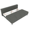SCHLAFSOFA Velours Grau Rückenkissen, Armlehnenkissen, Bettkasten, Schlaffunktion, Rücken echt, Liegefläche im Originalstoff  - Schwarz/Grau, KONVENTIONELL, Textil/Metall (200/98/90cm) - Carryhome