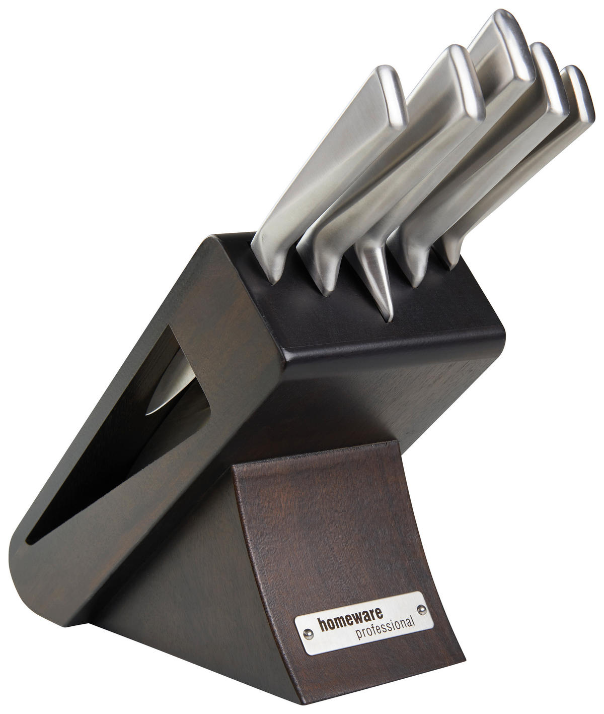 MESSERBLOCK 6-teilig  - Edelstahlfarben/Schwarz, Design, Holz/Metall - Homeware Profession.