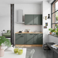 KÜCHENBLOCK Easytouch 180 cm  in Eichefarben, Dunkelgrün  - Dunkelgrün/Eichefarben, MODERN, Holzwerkstoff/Metall (180cm) - Nobilia