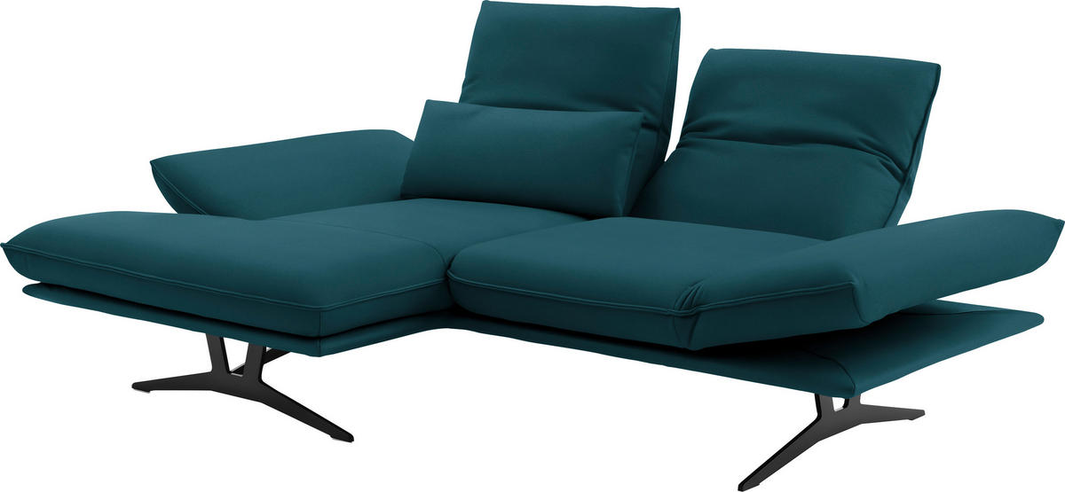 ECKSOFA in Echtleder Petrol  130/210 cm  - Gelb/Petrol, Design, Leder/Metall (130/210cm) - Dieter Knoll