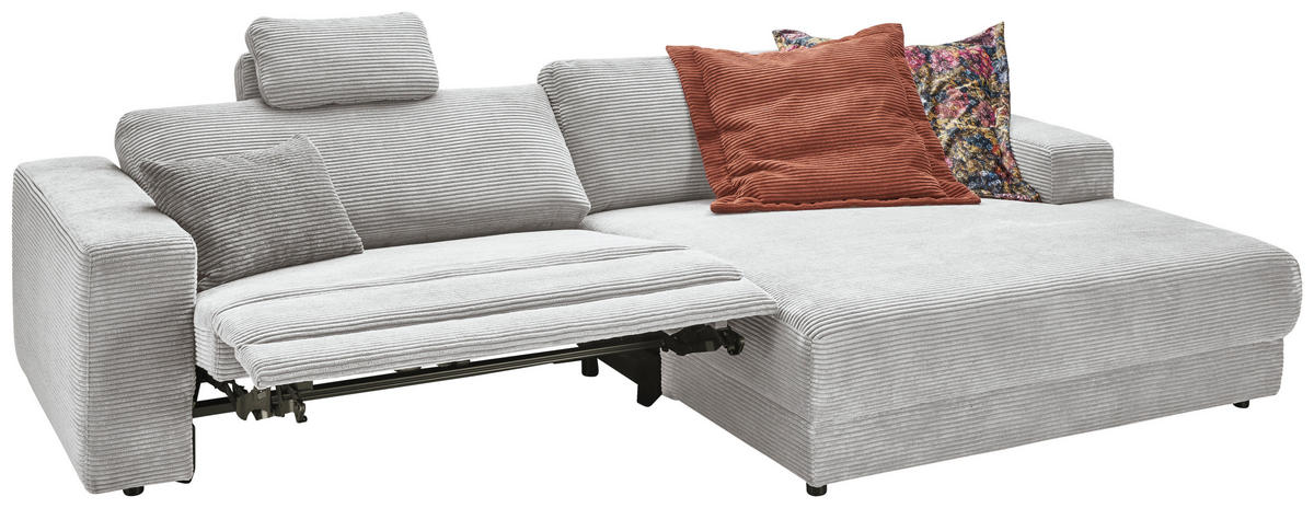 ECKSOFA in Cord Grau  296/168 cm  - Schwarz/Grau, Design, Kunststoff/Textil (296/168cm) - Pure Home Lifestyle