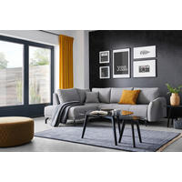 ECKSOFA Grau Webstoff Zierkissen, Rückenkissen, Bettkasten, Schlaffunktion, Rücken echt  - Schwarz/Grau, Design, Textil/Metall (191/250cm) - Carryhome