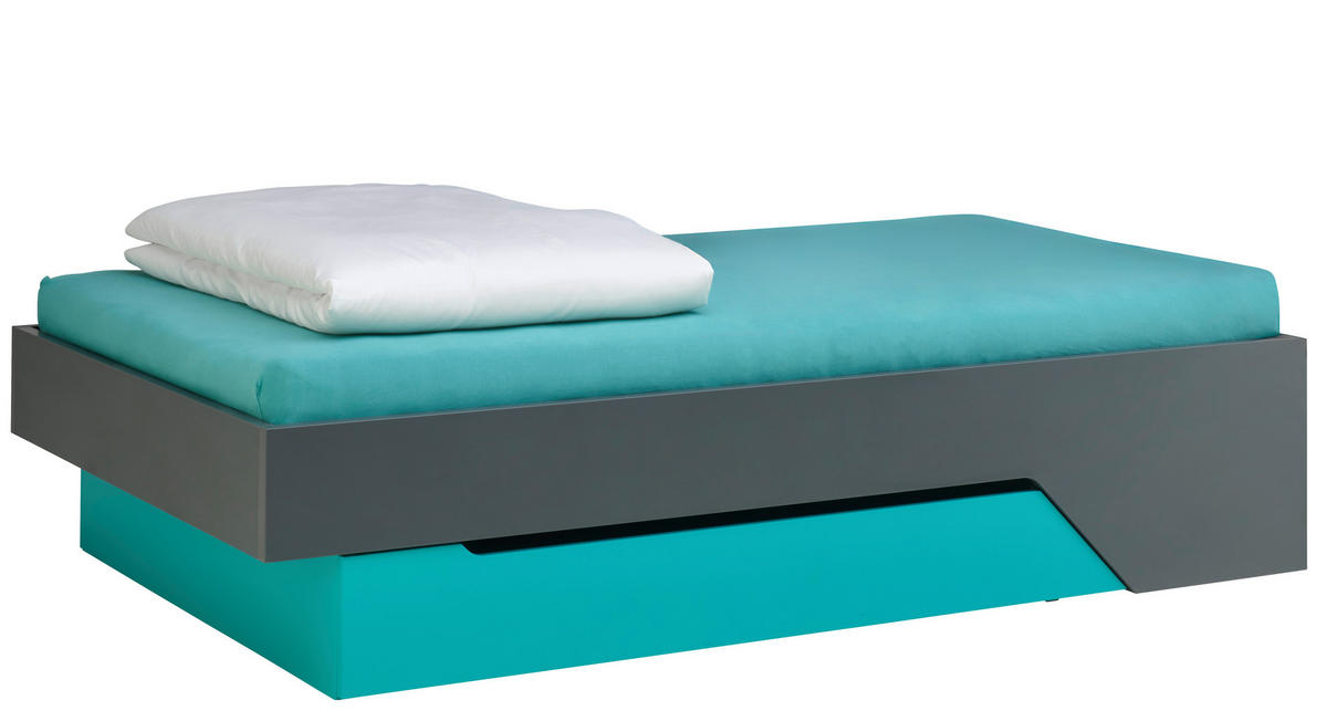 BETT 120/200 cm  in Grau, Türkis  - Türkis/Grau, Design, Holzwerkstoff (120/200cm) - Venda