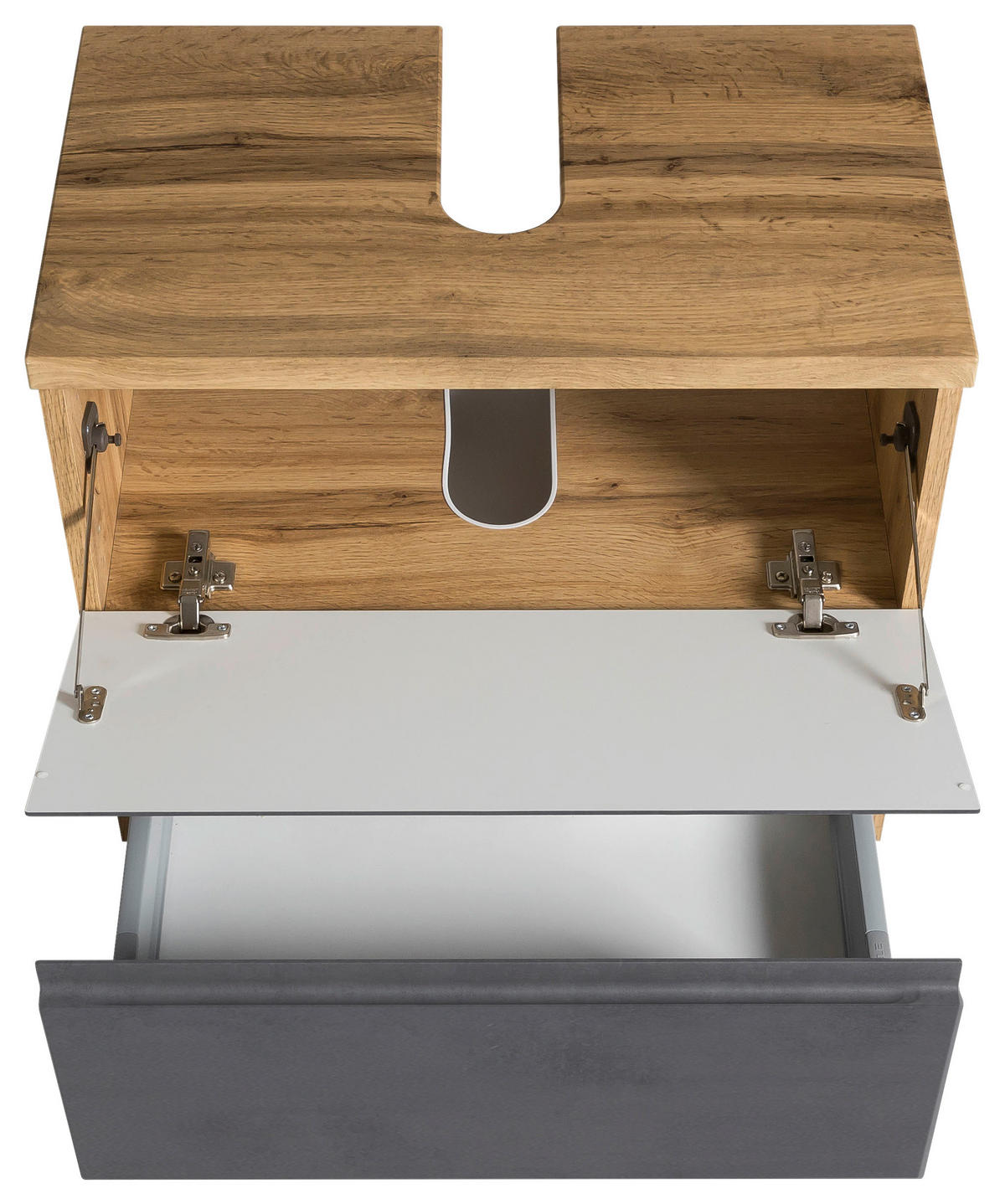 WASCHBECKENUNTERSCHRANK 60/56/35 cm  - Eiche Wotan/Grau, MODERN, Holzwerkstoff (60/56/35cm) - Held